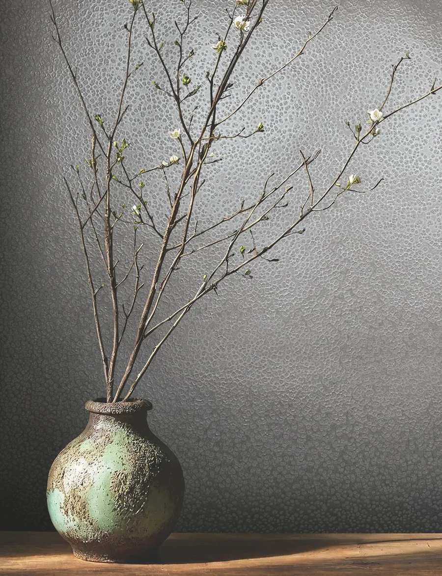 York Hudson Hammered Metal wallpaper styled interior