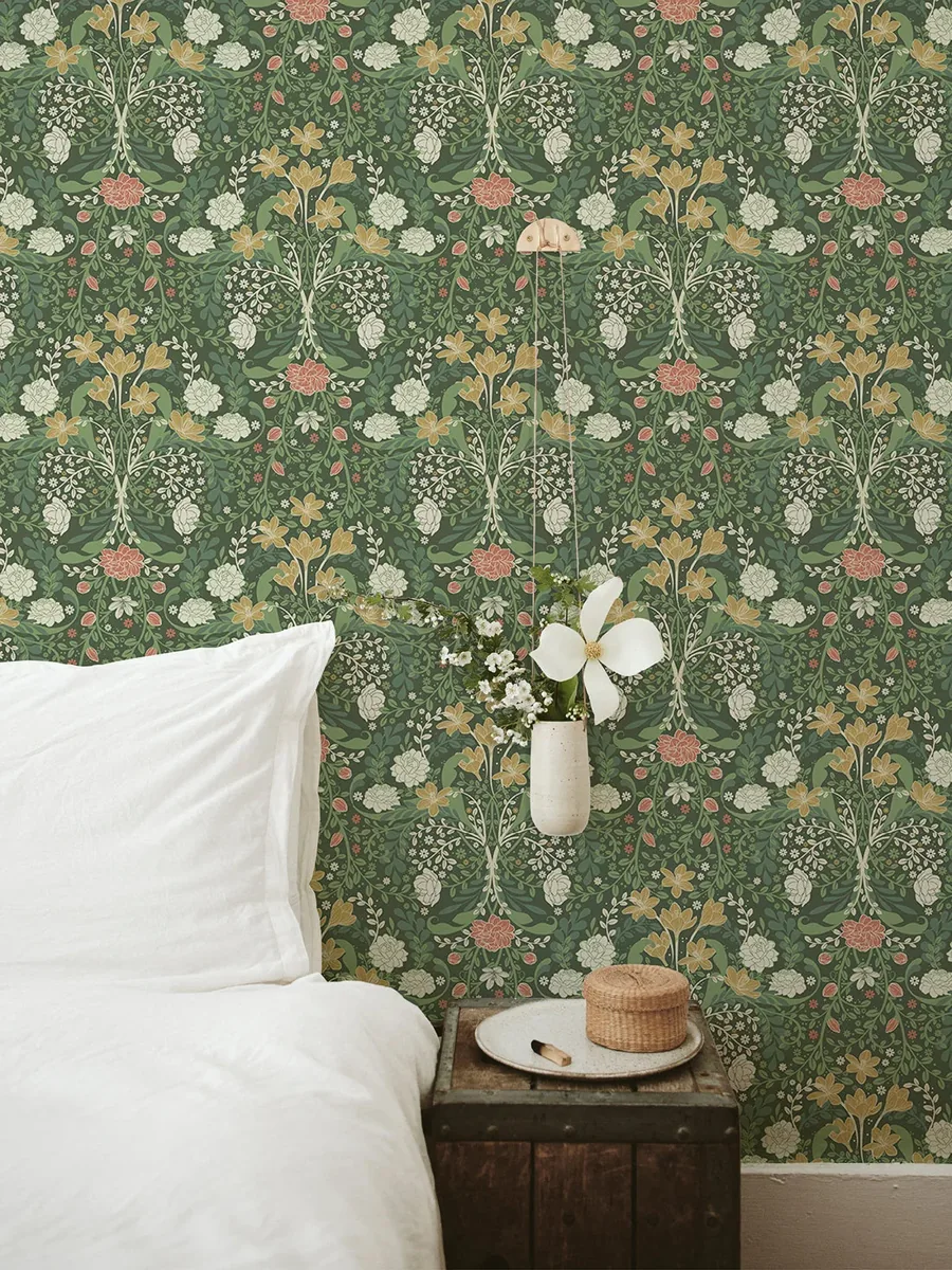 York Froso Garden Damask wallpaper styled interior