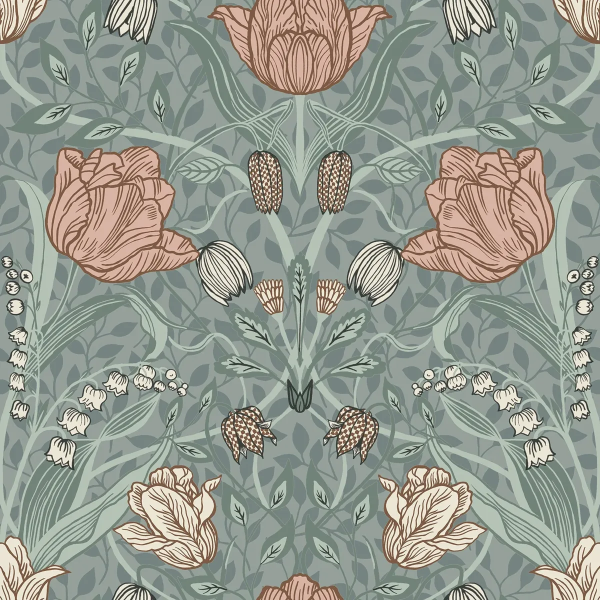 York Tulipa Floral wallpaper pattern detail
