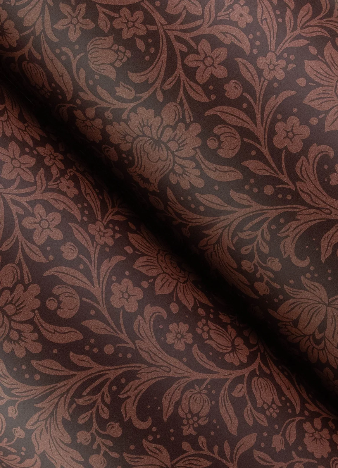 Hague Floral Trail wallpaper detail in warm brown and muted rose tones