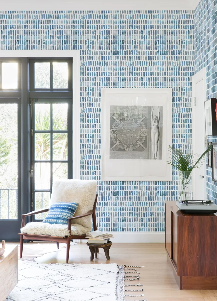 York Brynne Watercolor wallpaper styled interior