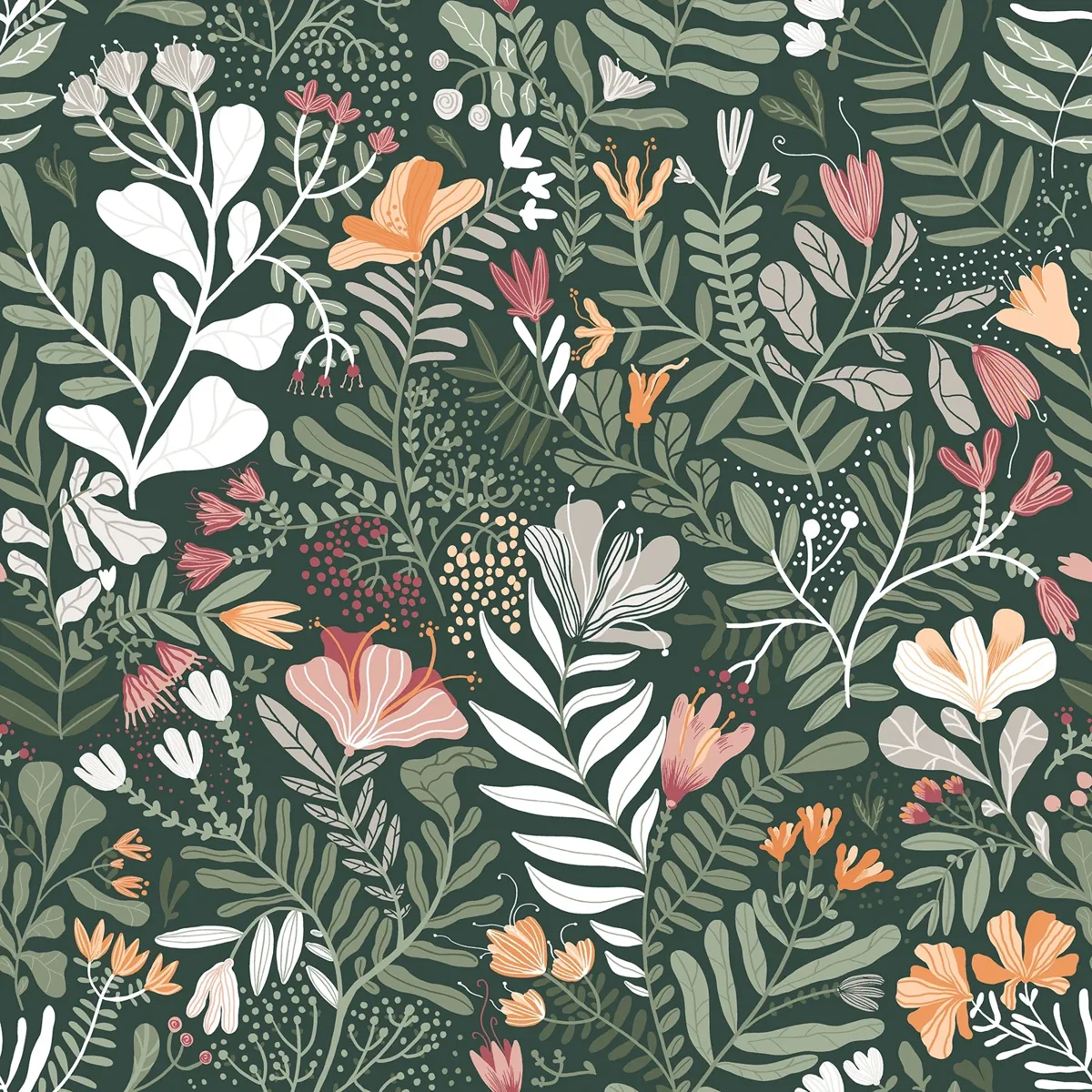 York Brittsommar Woodland Floral wallpaper pattern detail