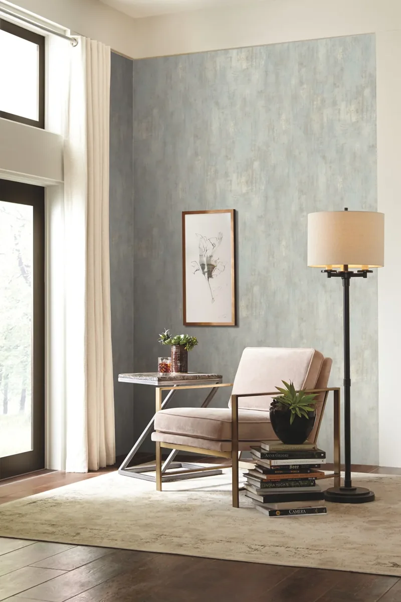 York Conrete Patina wallpaper styled interior