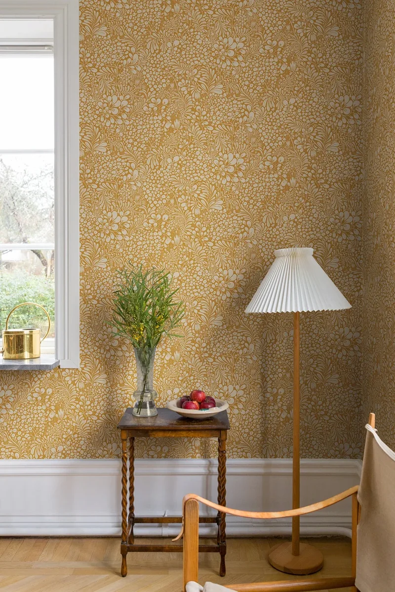 York Siv Botanical wallpaper styled interior