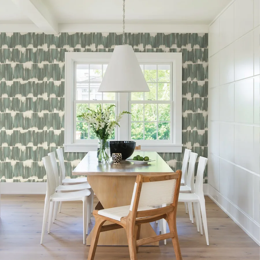 York Serendipity Shibori wallpaper styled interior