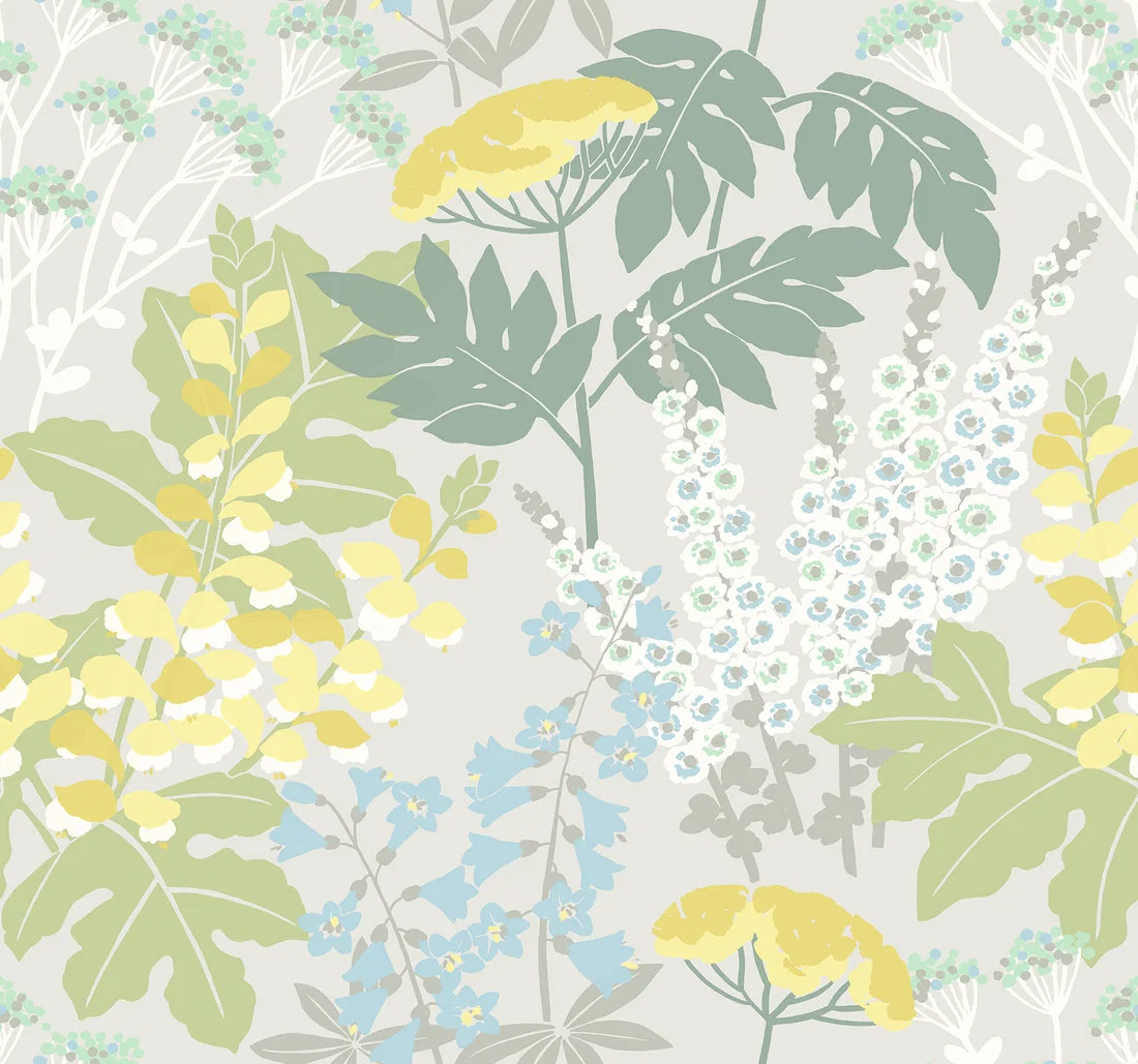 York Brie Forest Flowers wallpaper pattern detail