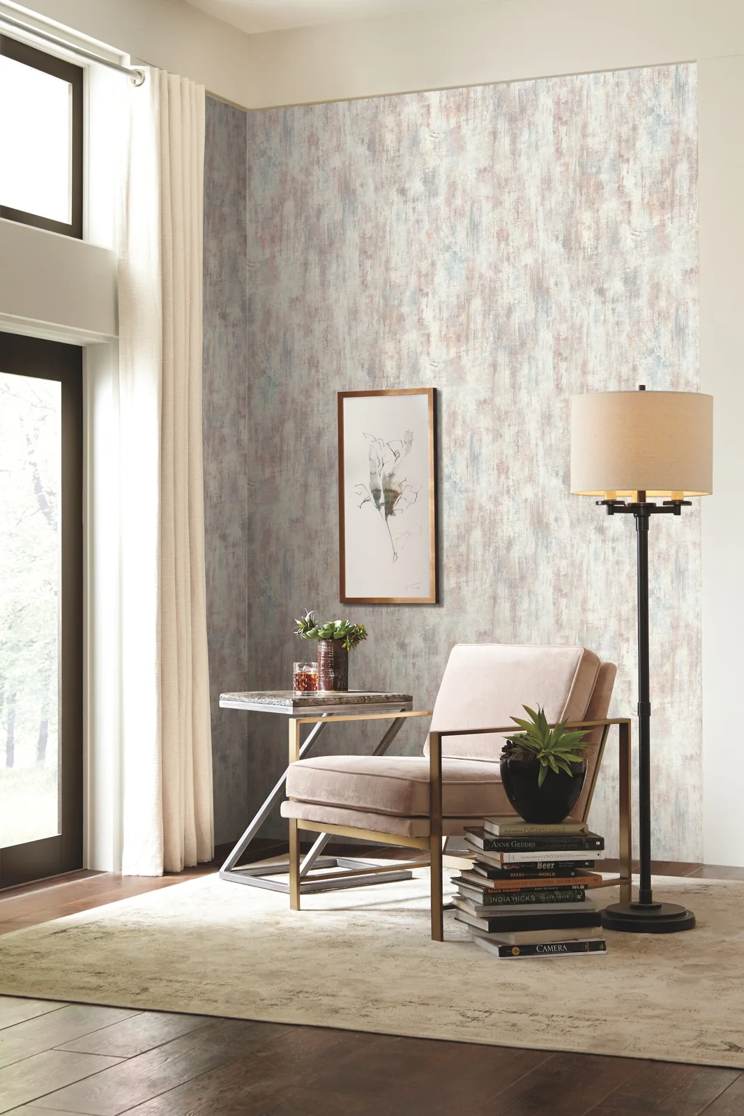 York Concrete Patina wallpaper styled interior
