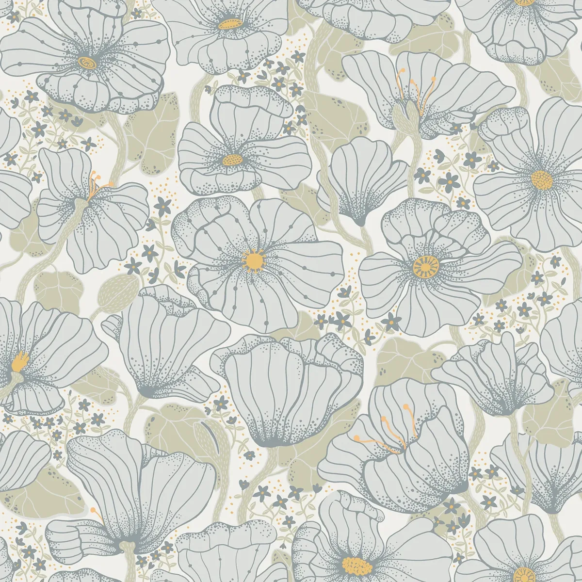 York Matilda Poppy Fields wallpaper pattern detail