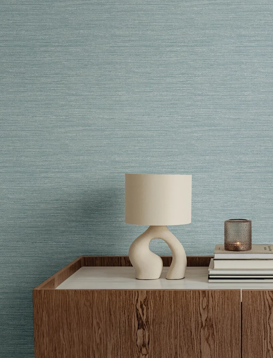 York Sheehan Faux Grasscloth wallpaper styled interior