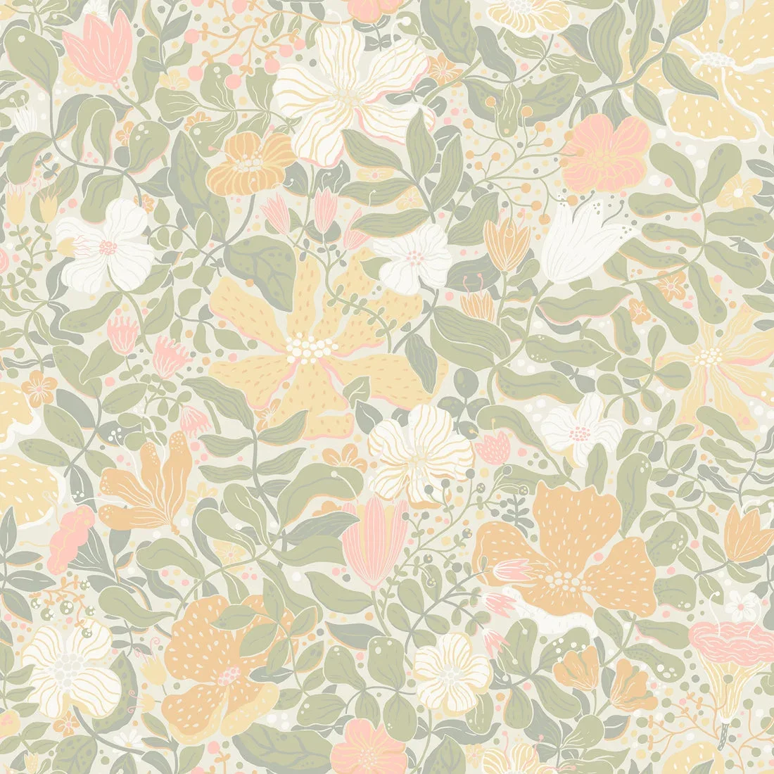 York Midsommar Floral Medley wallpaper pattern detail
