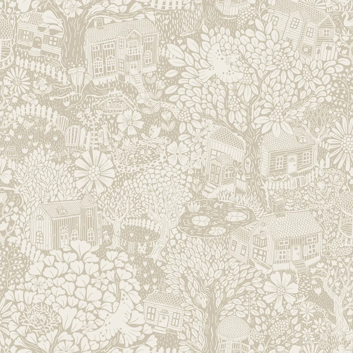 York Bygga Bo Woodland Village wallpaper pattern detail