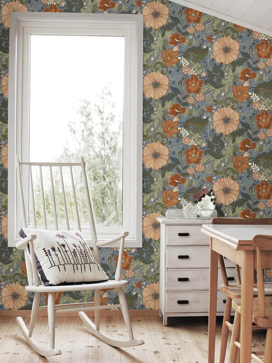 York Victoria Floral Nouveau wallpaper styled interior