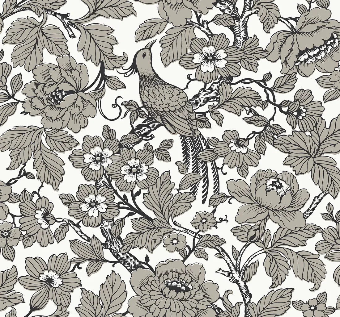 York Beaufort Peony Chinoiserie wallpaper pattern detail