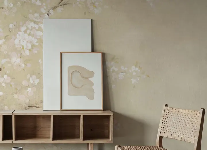 White Cherry Blossoms I Linen wallpaper, view 6