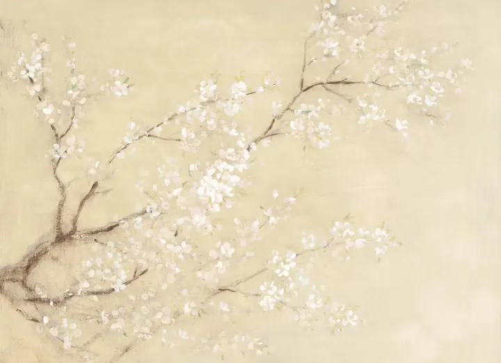 White Cherry Blossoms I Linen wallpaper, view 7