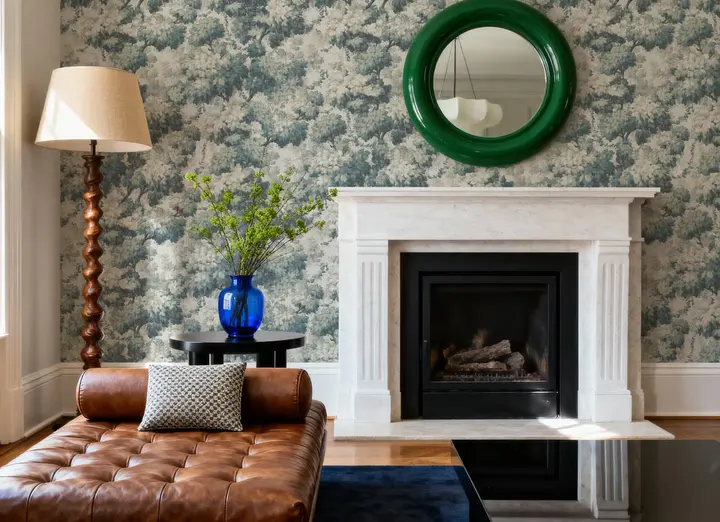 Greenwood Linden, Soft Teal wallpaper, view 1