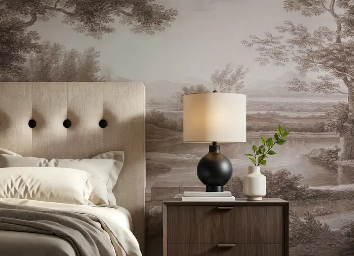 Riverbank Oak Landscape, Sepia wallpaper, view 5