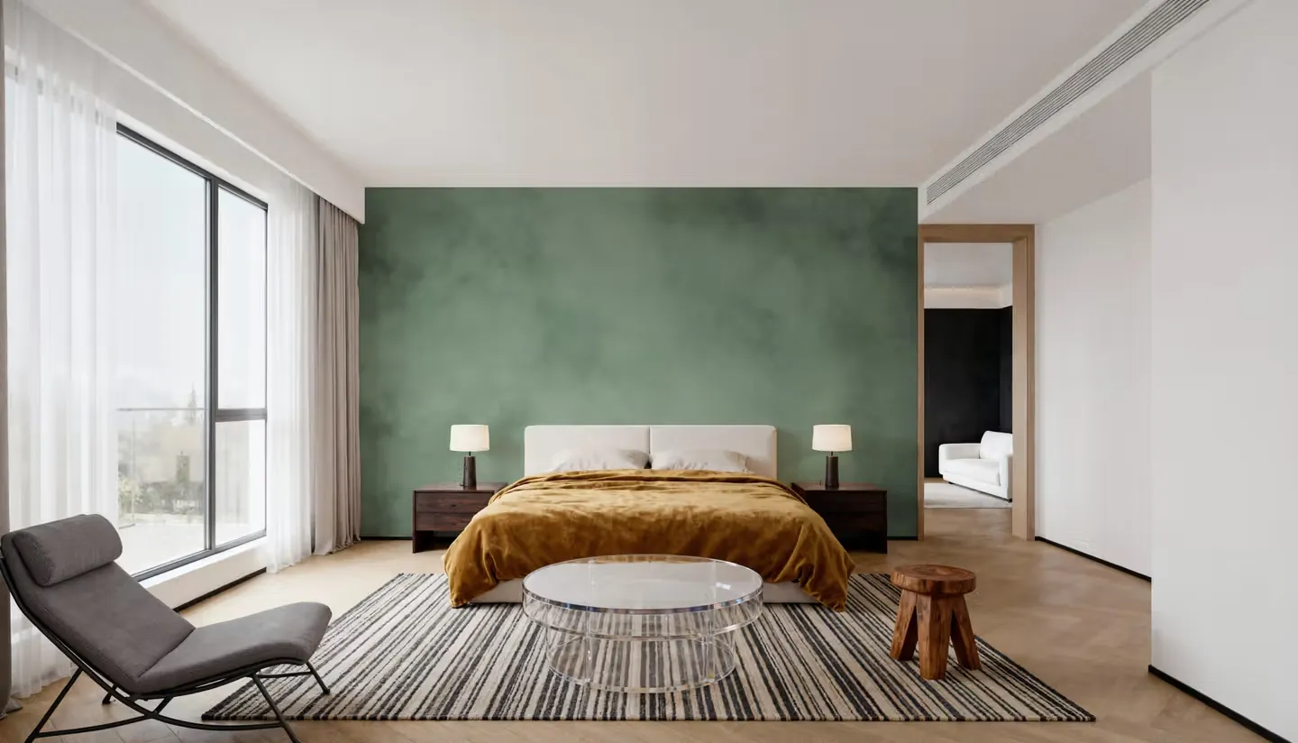 Soft Fog, Moss Green wallpaper, view 1