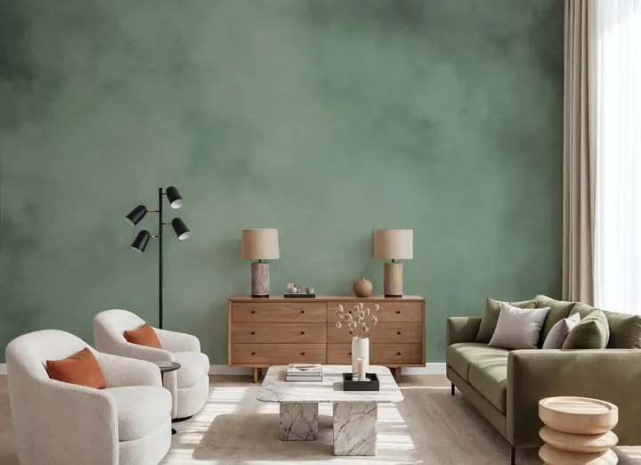 Soft Fog, Moss Green wallpaper, view 5