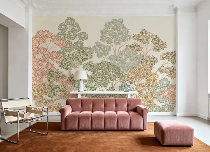 Overleaf Woodland, Green wallpaper, view 2