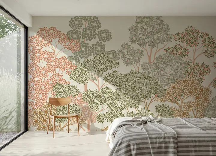 Overleaf Woodland, Green wallpaper, view 4