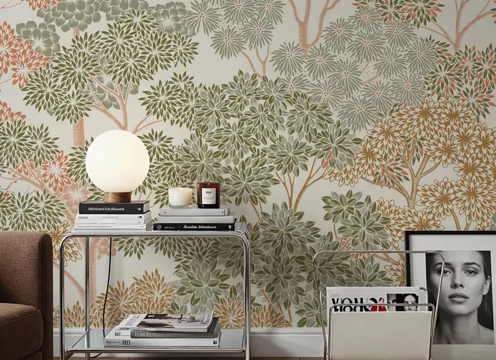 Overleaf Woodland, Green wallpaper, view 5