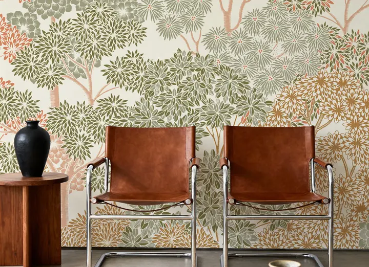 Overleaf Woodland, Green wallpaper, view 6