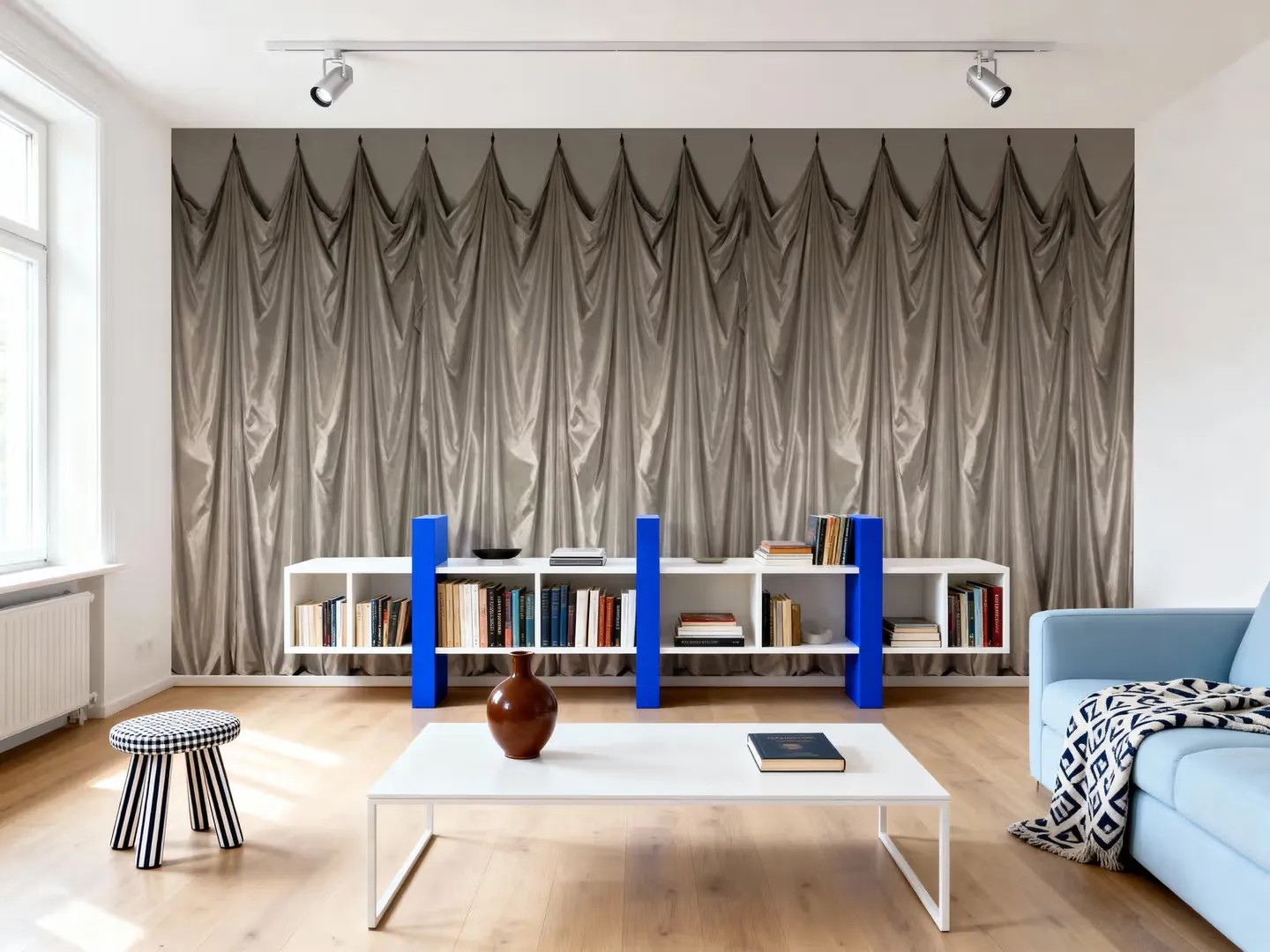 Medici Drapes, Beige wallpaper, view 1