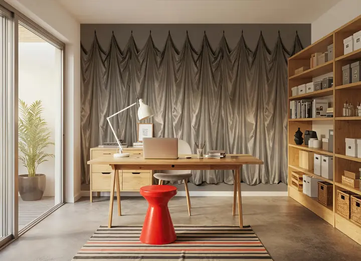Medici Drapes, Beige wallpaper, view 2