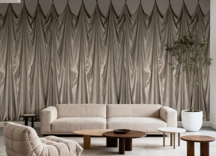 Medici Drapes, Beige wallpaper, view 3
