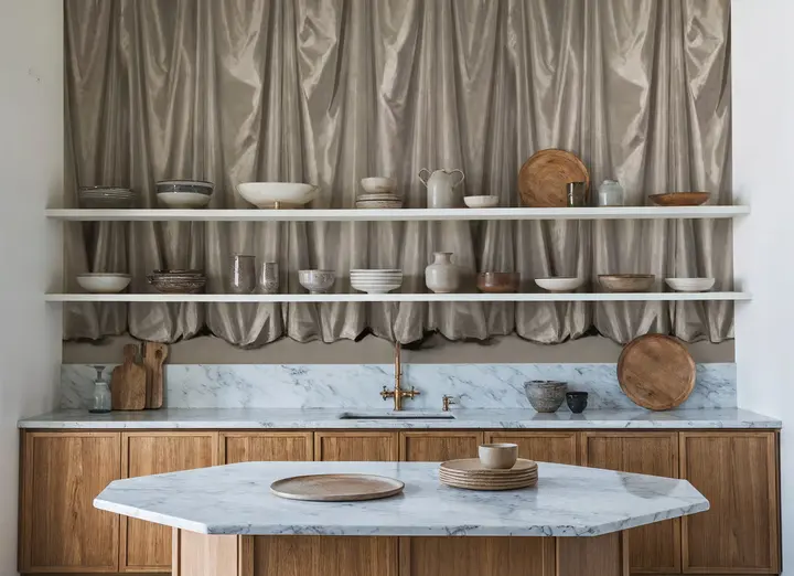 Medici Drapes, Beige wallpaper, view 6