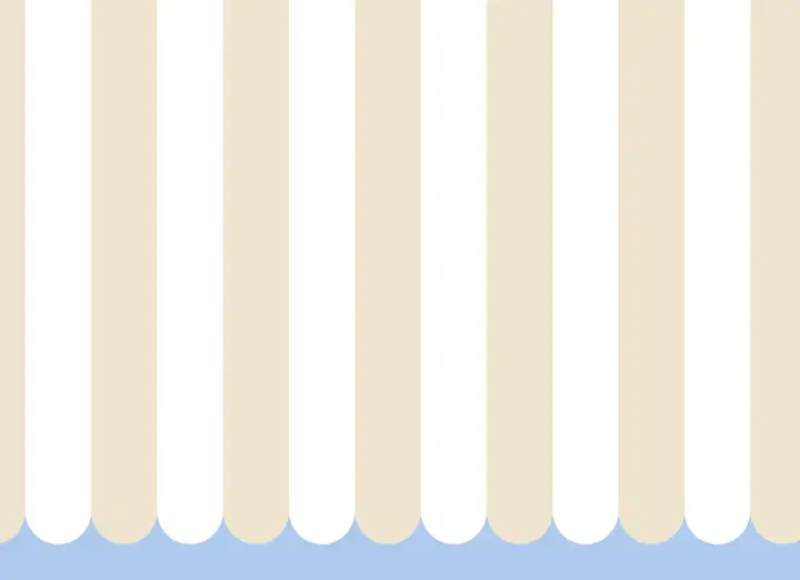 Scalloped Circus Stripes, Beige wallpaper, view 7