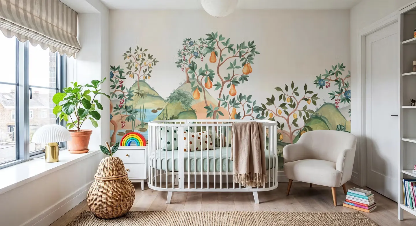 Orchard Reverie (no animals), Cream wallpaper, view 1