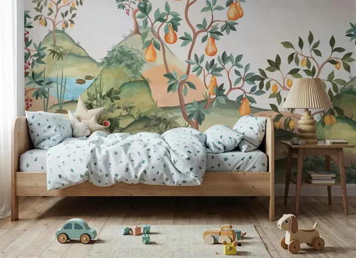 Orchard Reverie (no animals), Cream wallpaper, view 4