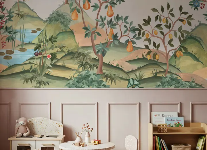 Orchard Reverie (no animals), Cream wallpaper, view 6
