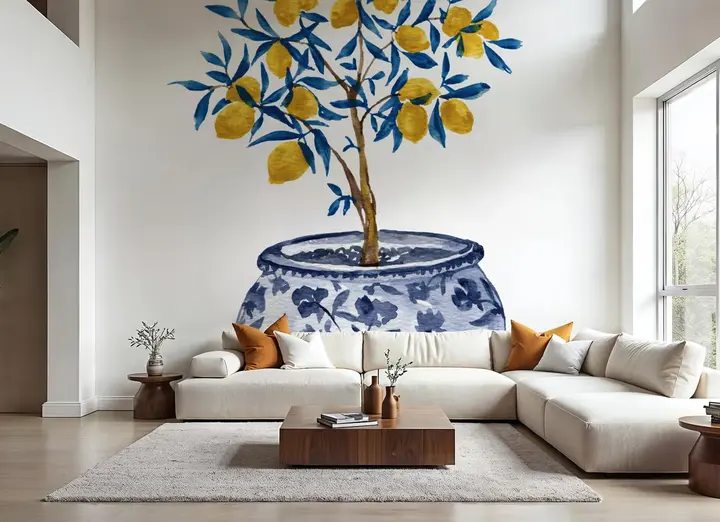 Lemon Tree in Chinoserie wallpaper, view 1