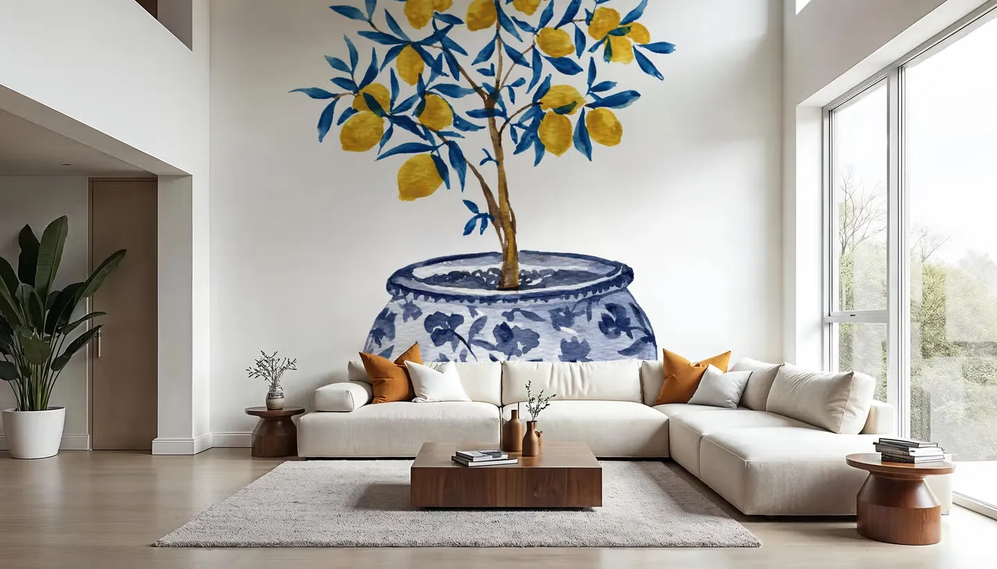 Lemon Tree in Chinoserie wallpaper, view 1