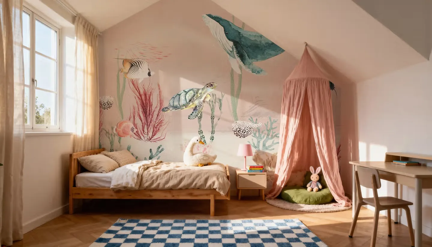 Aqua Adventure Blush wallpaper, view 1