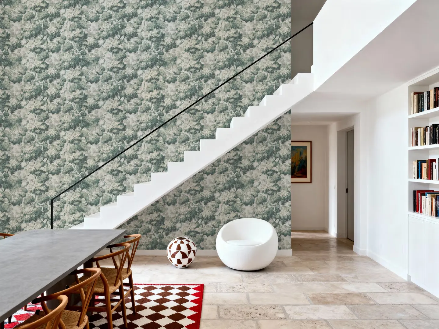 Greenwood Linden, Dusty Green wallpaper, view 1