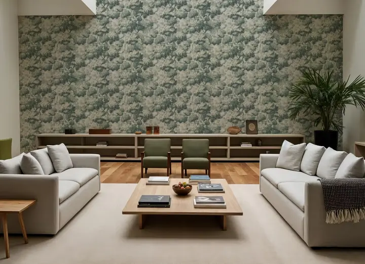 Greenwood Linden, Dusty Green wallpaper, view 2