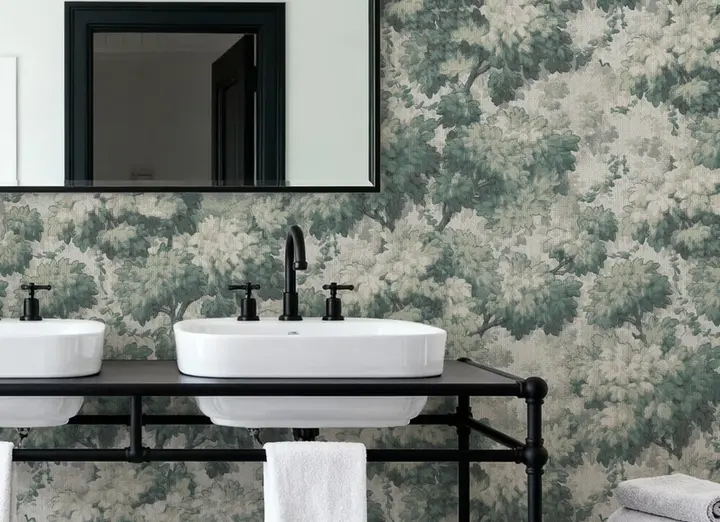 Greenwood Linden, Dusty Green wallpaper, view 5