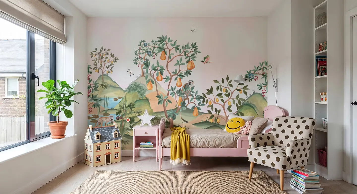 Orchard Reverie, Soft Pink wallpaper, view 1
