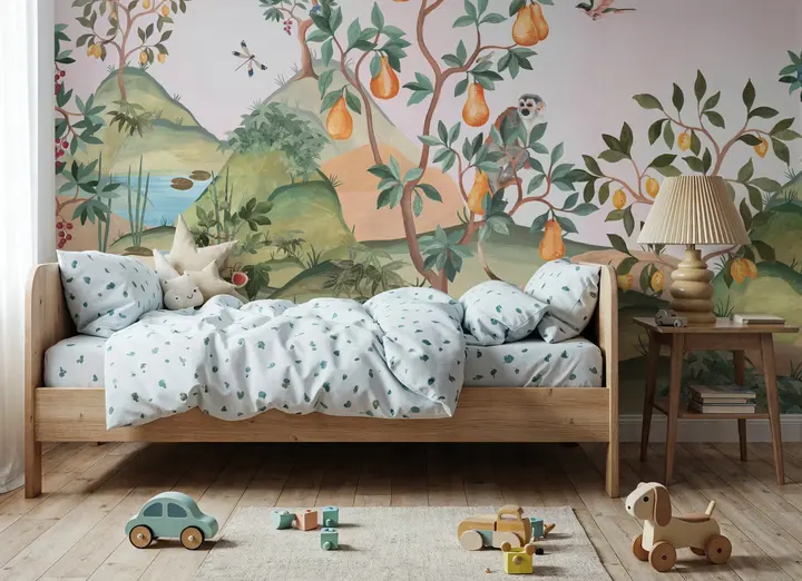 Orchard Reverie, Soft Pink wallpaper, view 4