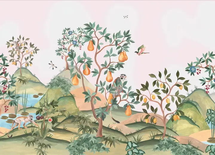 Orchard Reverie, Soft Pink wallpaper, view 7