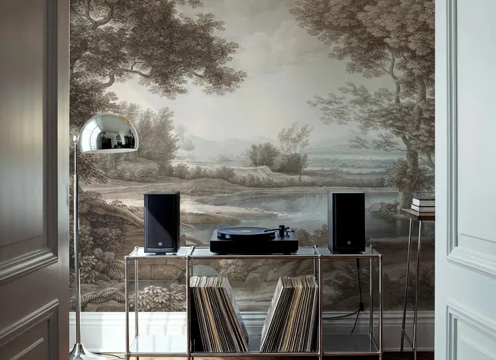 Riverbank Oak Landscape, Vintage wallpaper, view 3