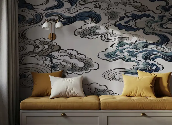 Ukiyo-e Clouds, Blues wallpaper, view 2