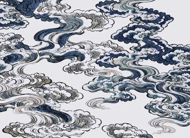 Ukiyo-e Clouds, Blues wallpaper, view 7