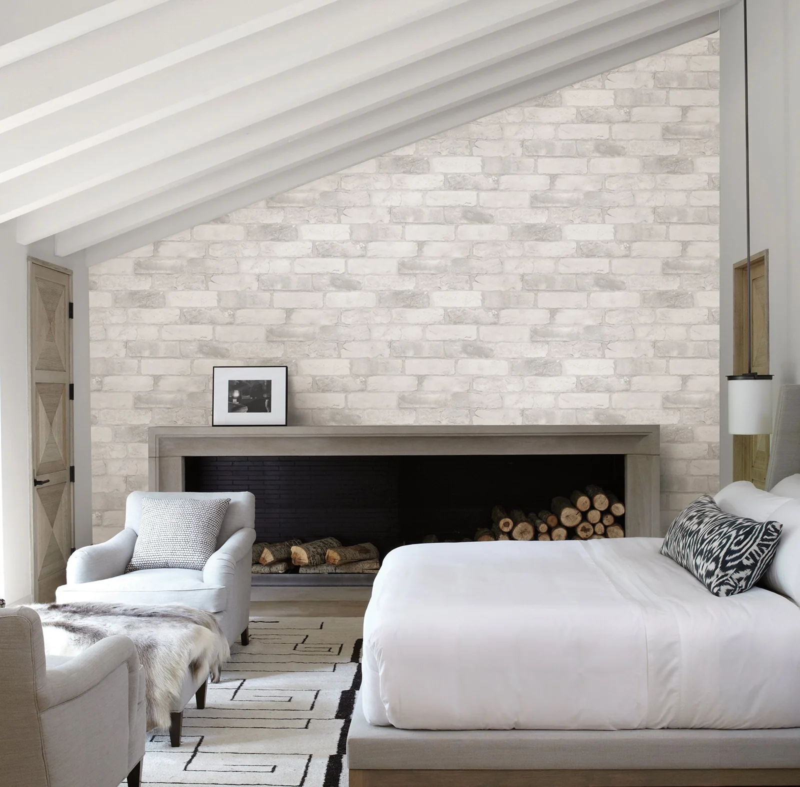 York Rustin Reclaimed Bricks wallpaper styled interior
